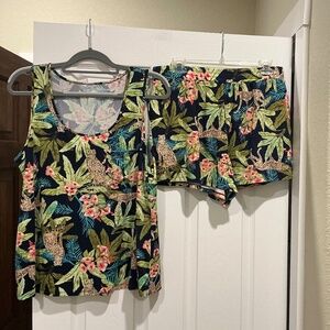 NWOT (set 2 of 2) Ambrielle Sleep Set Lounge Wear Animal Tropical Large